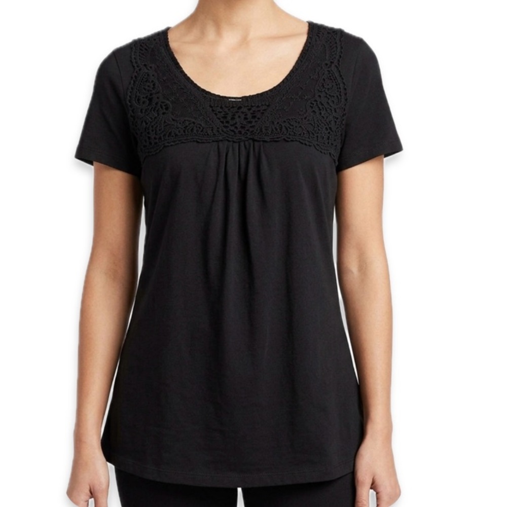 SMX Black Crochet Cotton Loose Top Size Medium